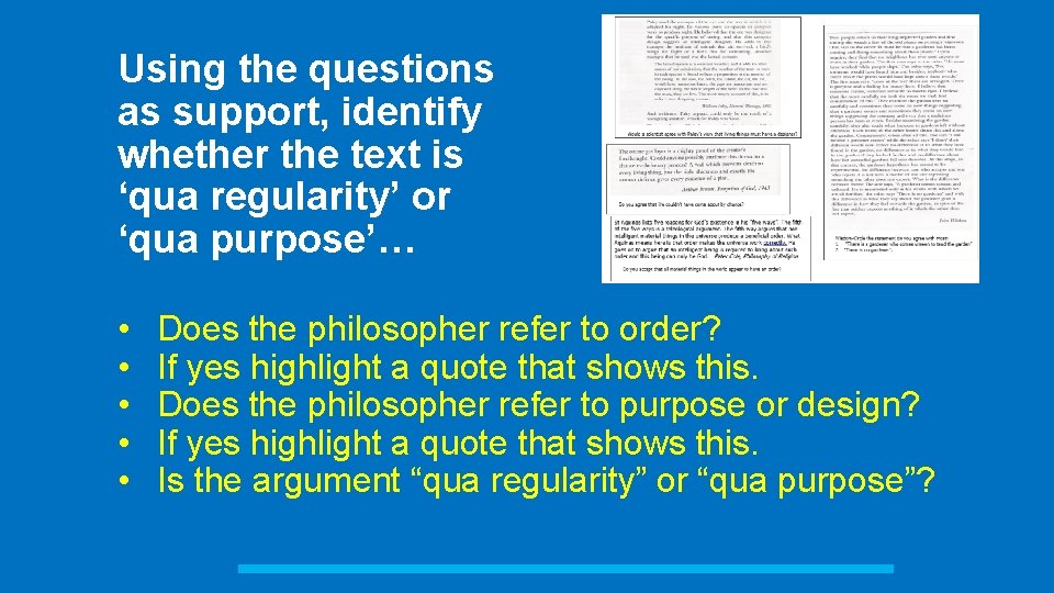 Using the questions as support, identify whether the text is ‘qua regularity’ or ‘qua