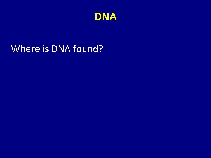 DNA Where is DNA found? 