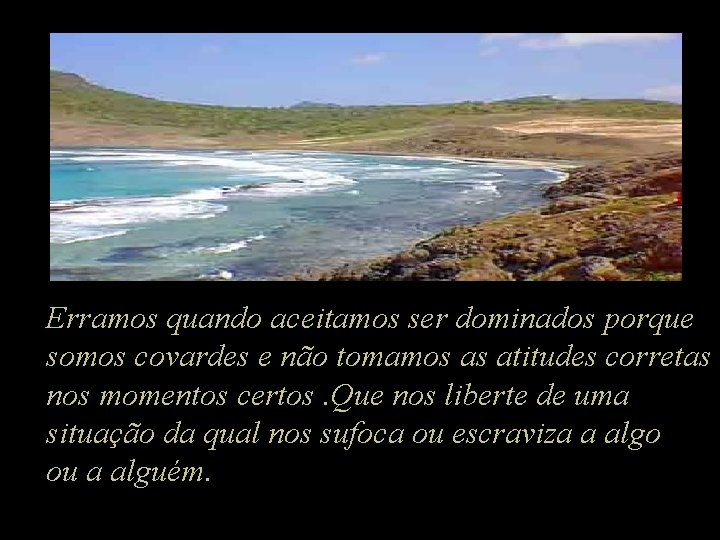 Erramos quando aceitamos ser dominados porque somos covardes e não tomamos as atitudes corretas