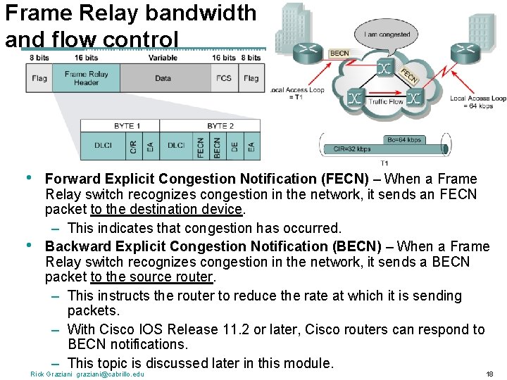 Frame Relay bandwidth and flow control • • Forward Explicit Congestion Notification (FECN) –