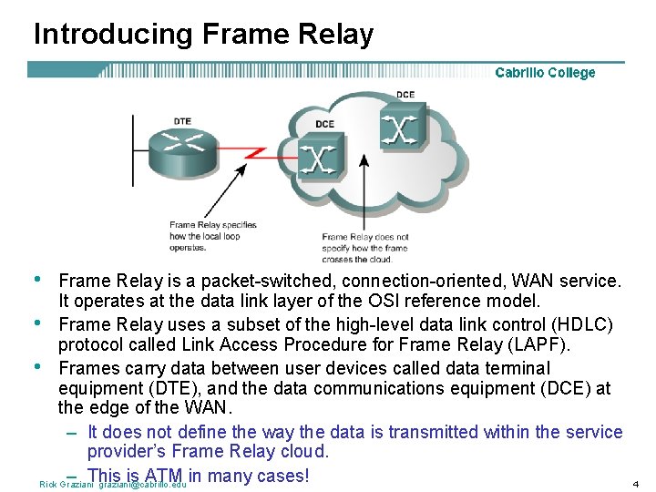 Introducing Frame Relay • Frame Relay is a packet-switched, connection-oriented, WAN service. It operates