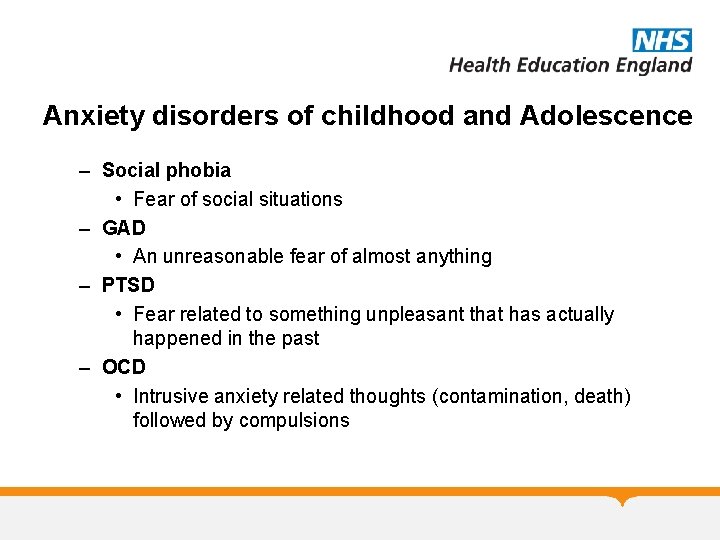 Anxiety disorders of childhood and Adolescence – Social phobia • Fear of social situations