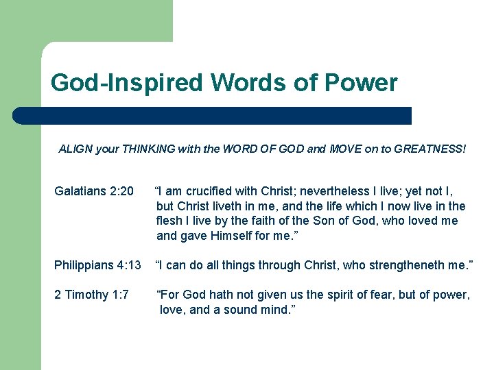 God-Inspired Words of Power ALIGN your THINKING with the WORD OF GOD and MOVE