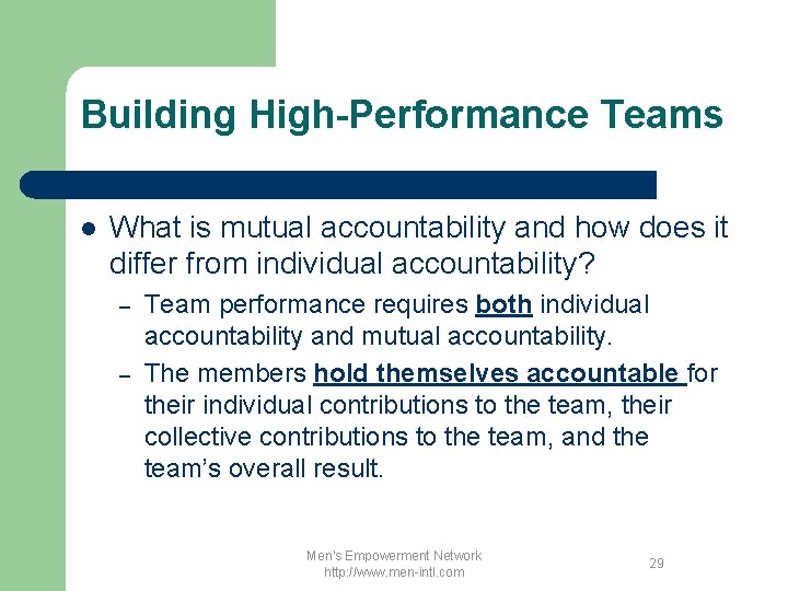 Building High-Performance Teams l What is mutual accountability and how does it differ from