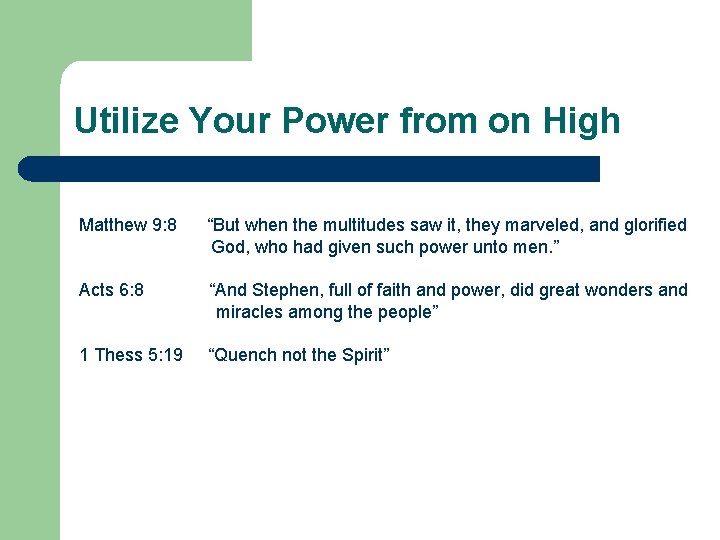 Utilize Your Power from on High Matthew 9: 8 “But when the multitudes saw