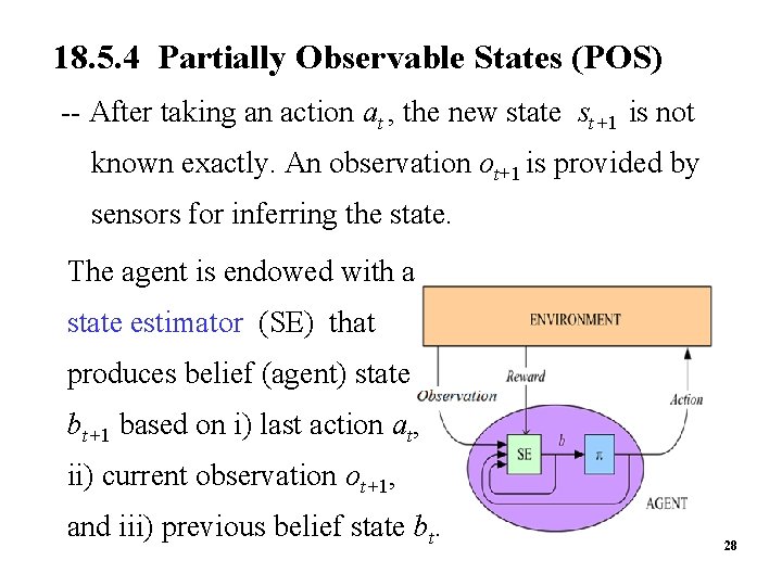 18. 5. 4 Partially Observable States (POS) 2 9 -- After taking an action