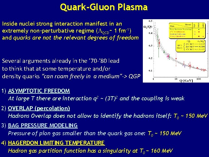 Quark-Gluon Plasma Inside nuclei strong interaction manifest in an extremely non-perturbative regime (LQCD~ 1