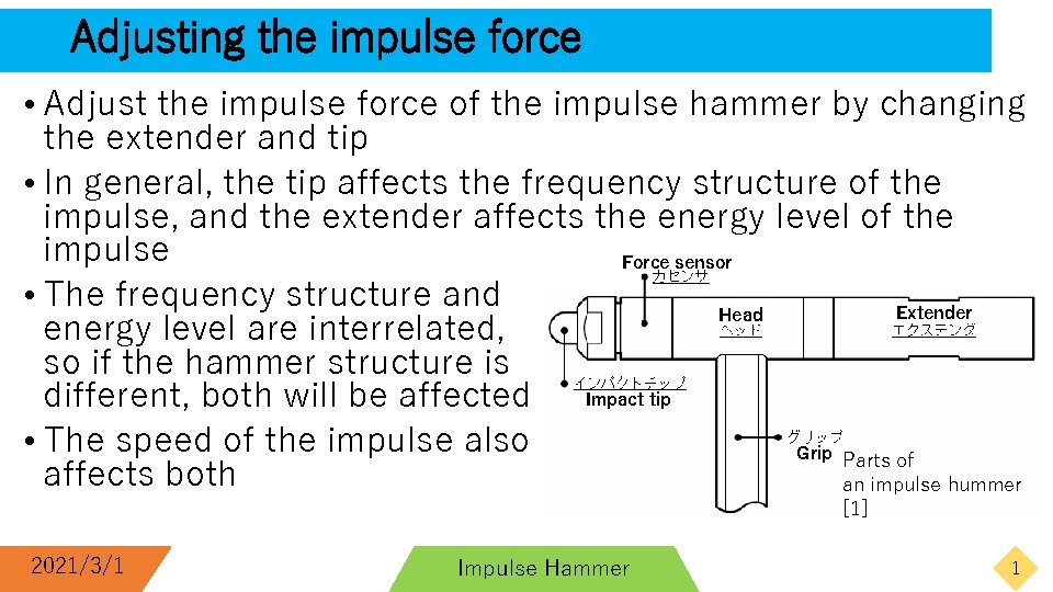Adjusting the impulse force • Adjust the impulse force of the impulse hammer by Adjusting the impulse force • Adjust the impulse force of the impulse hammer by