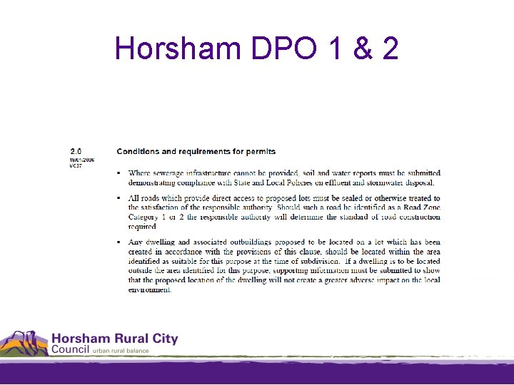 Horsham DPO 1 & 2 