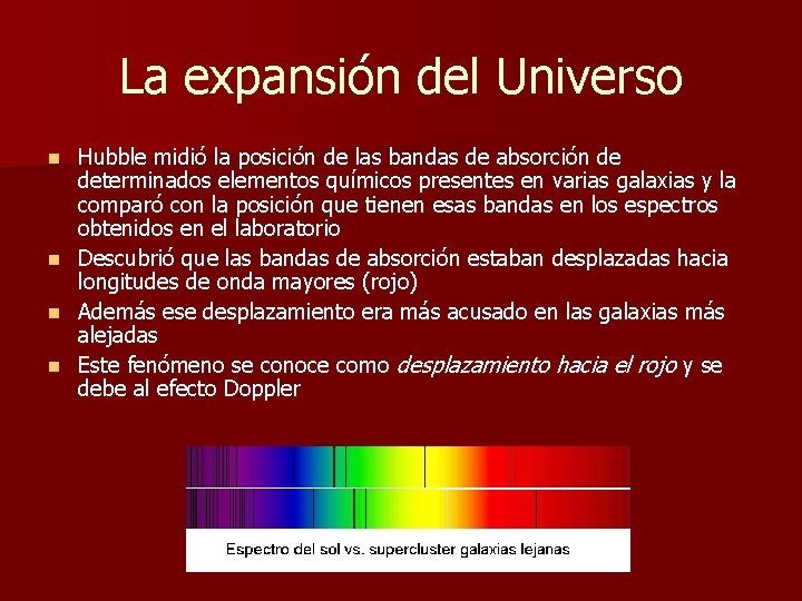 La expansión del Universo Hubble midió la posición de las bandas de absorción de