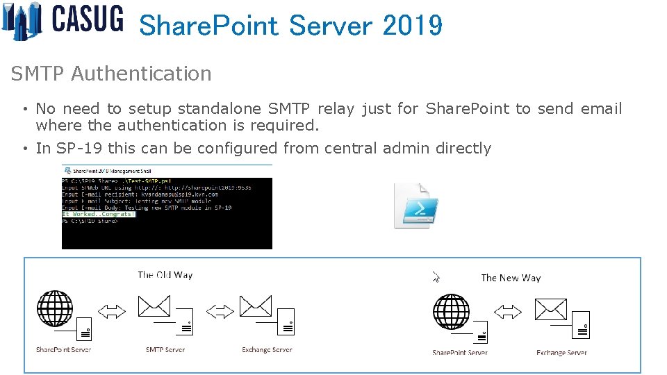 Share. Point Server 2019 SMTP Authentication • No need to setup standalone SMTP relay