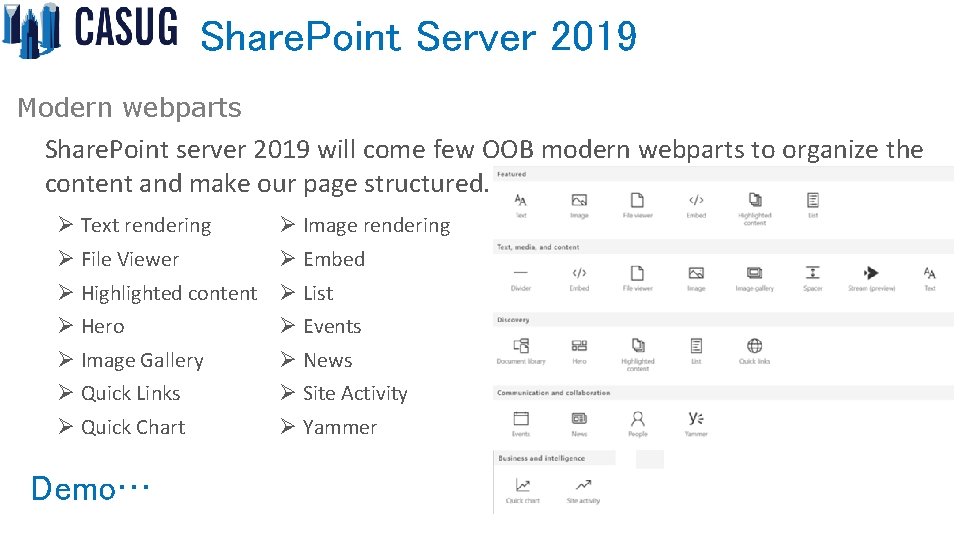 Share. Point Server 2019 Modern webparts Share. Point server 2019 will come few OOB