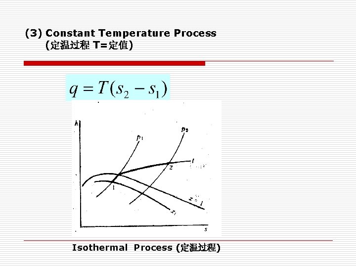 (3) Constant Temperature Process (定温过程 T=定值) Isothermal Process (定温过程) 