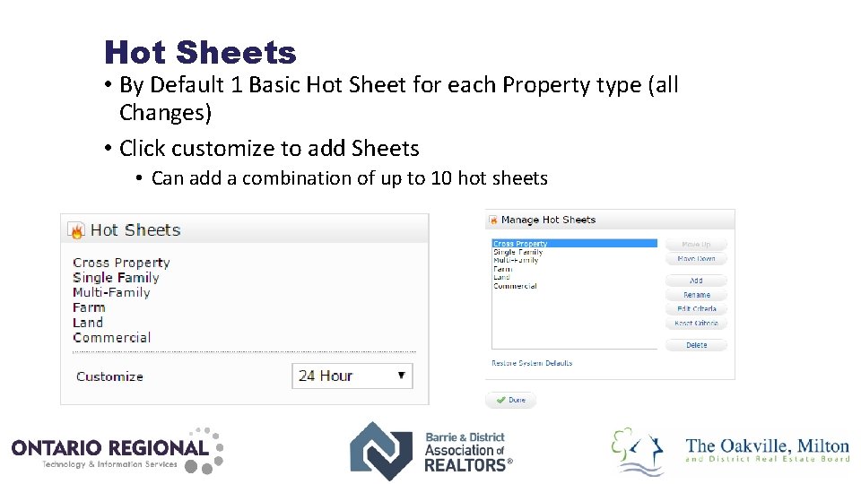 Hot Sheets • By Default 1 Basic Hot Sheet for each Property type (all