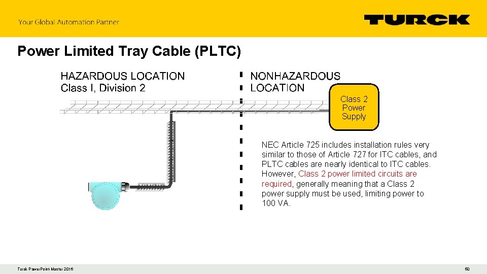 Power Limited Tray Cable (PLTC) Class 2 Power Supply NEC Article 725 includes installation