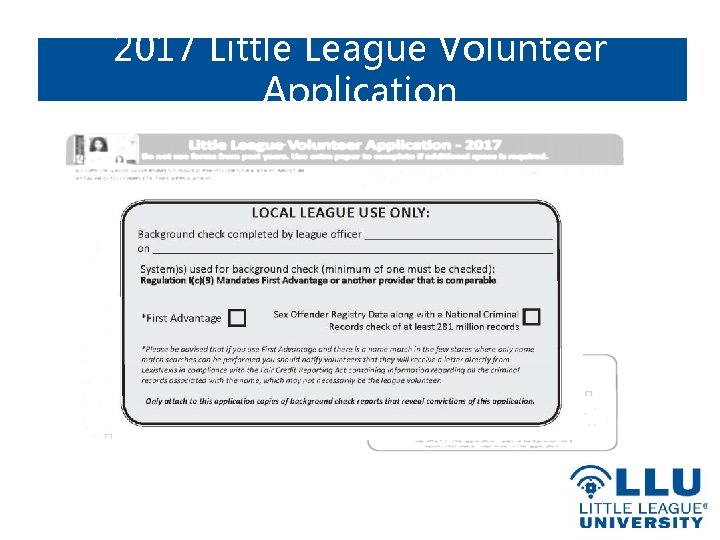 2017 Little League Volunteer Application 