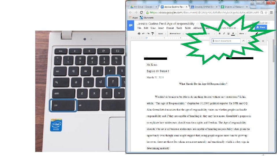 Press Ctrl SWBAT use the keyboard function of Ctrl plus