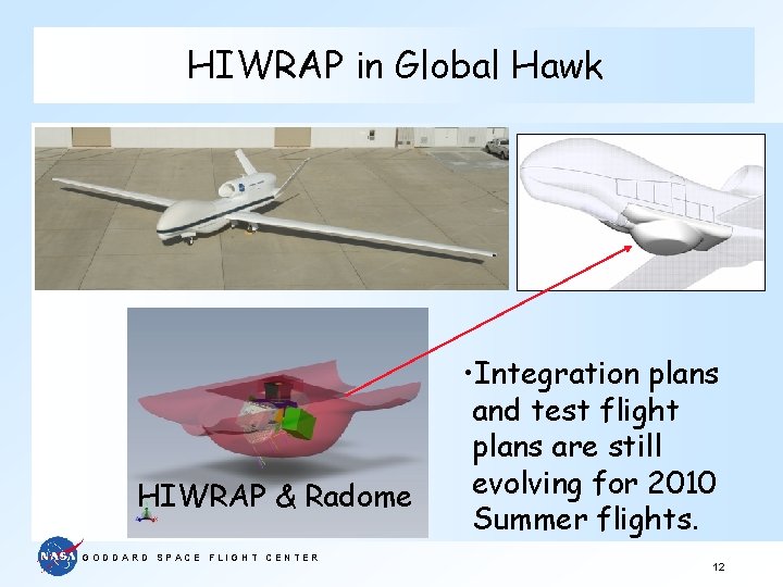HIWRAP in Global Hawk HIWRAP & Radome GODDARD SPACE FLIGHT CENTER • Integration plans