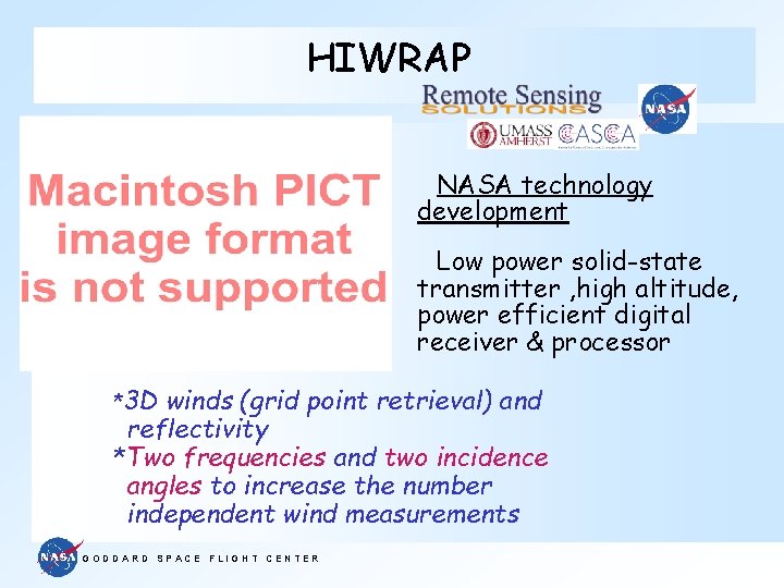 HIWRAP NASA technology development Low power solid-state transmitter , high altitude, power efficient digital