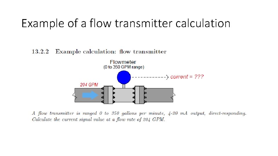 Example of a flow transmitter calculation 