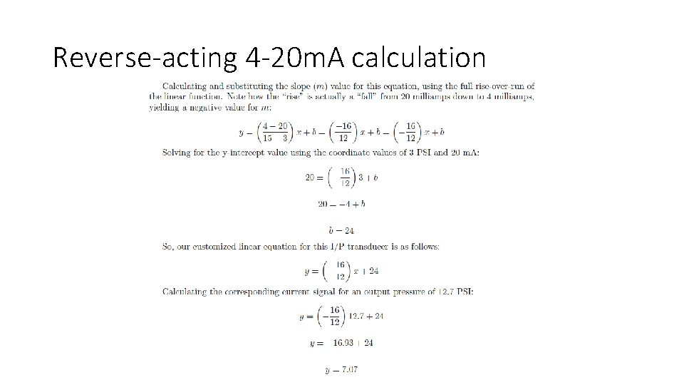 Reverse-acting 4 -20 m. A calculation 
