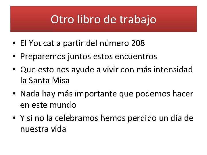 Otro libro de trabajo • El Youcat a partir del número 208 • Preparemos