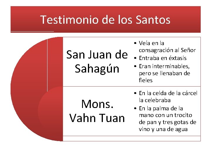 Testimonio de los Santos San Juan de Sahagún • Veía en la consagración al
