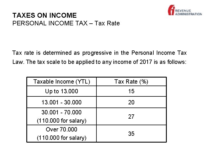 TURKISH TAX SYSTEM GENERAL PROPERTIES OF TURKISH TAX