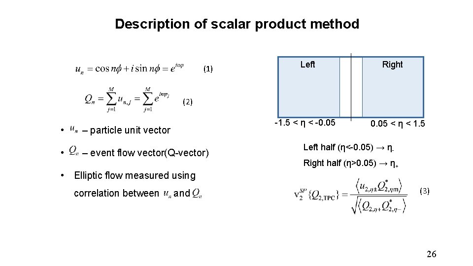 Description of scalar product method (1)) Left Right (2)) • – particle unit vector