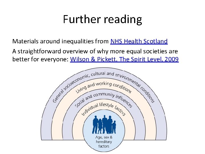 Further reading Materials around inequalities from NHS Health Scotland A straightforward overview of why