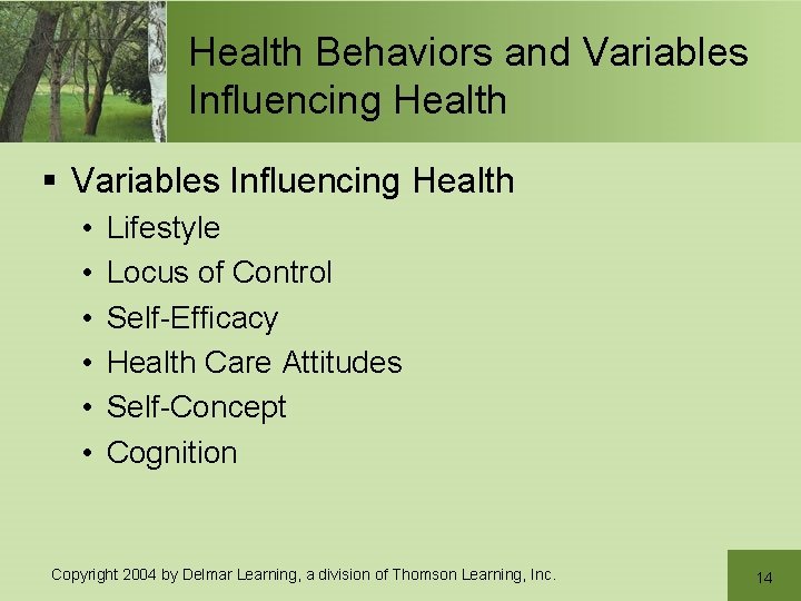 Health Behaviors and Variables Influencing Health § Variables Influencing Health • • • Lifestyle