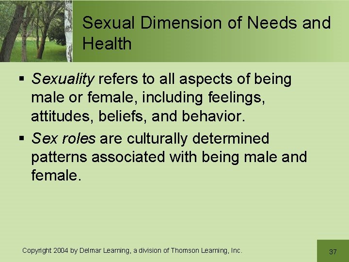 Sexual Dimension of Needs and Health § Sexuality refers to all aspects of being