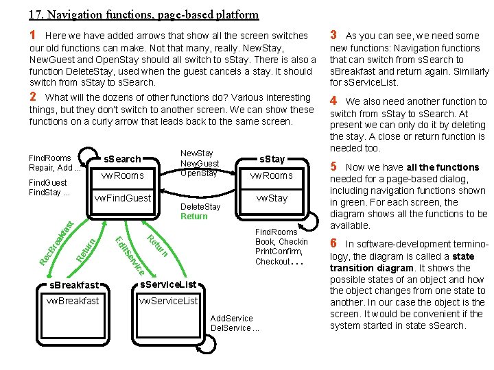 17. Navigation functions, page-based platform 1 Here we have added arrows that show all