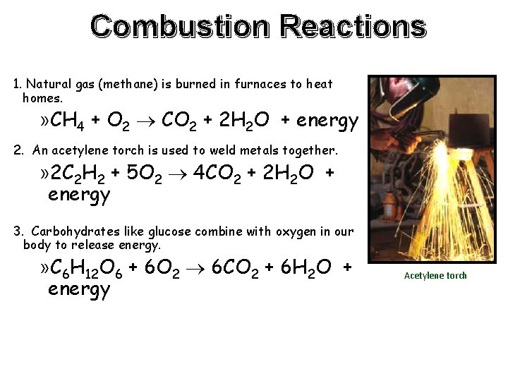 Combustion Reactions 1. Natural gas (methane) is burned in furnaces to heat homes. »