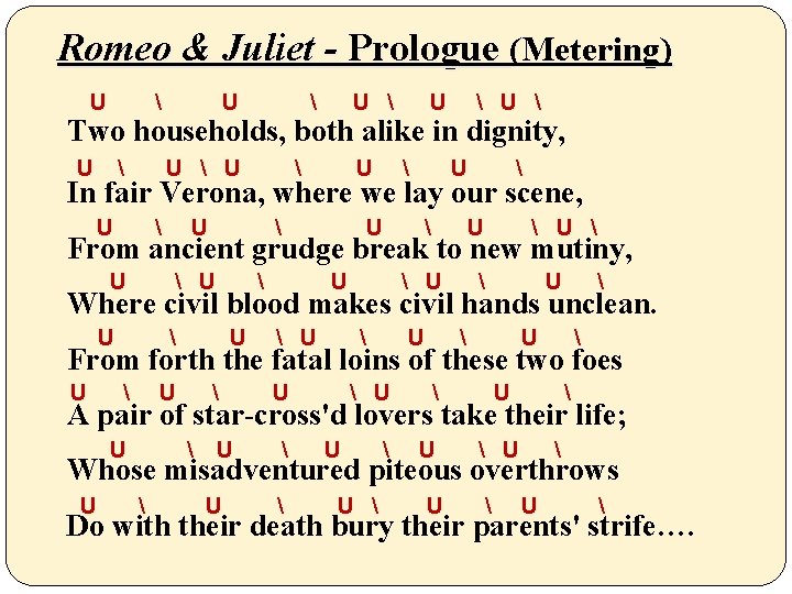  Romeo & Juliet - Prologue (Metering) U  U  U  Two