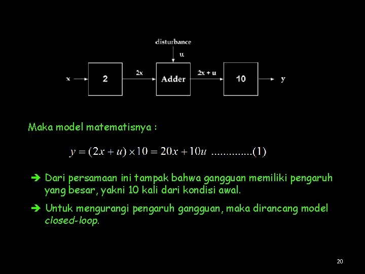 Maka model matematisnya : Dari persamaan ini tampak bahwa gangguan memiliki pengaruh yang besar,