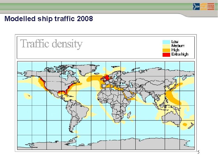 Modelled ship traffic 2008 5 