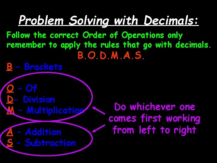 Problem Solving with Decimals: Follow the correct Order of Operations only remember to apply