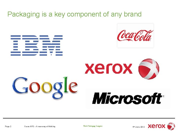 Packaging is a key component of any brand Page 2 Xerox APS – A Packaging is a key component of any brand Page 2 Xerox APS – A