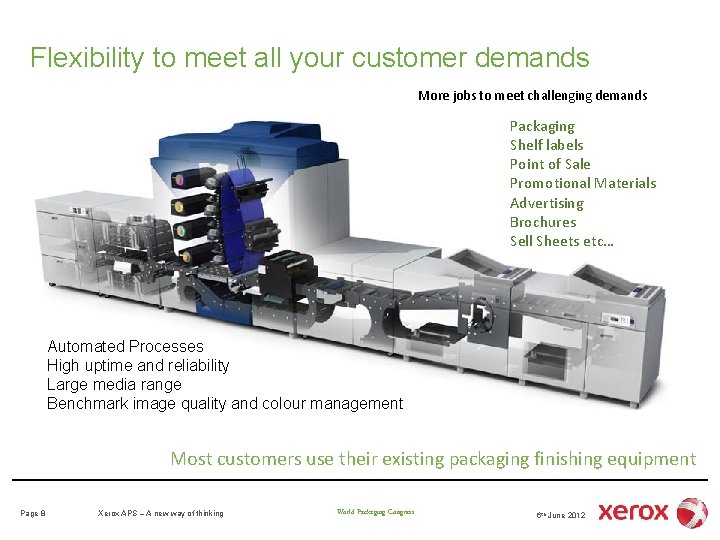 Flexibility to meet all your customer demands More jobs to meet challenging demands Packaging Flexibility to meet all your customer demands More jobs to meet challenging demands Packaging