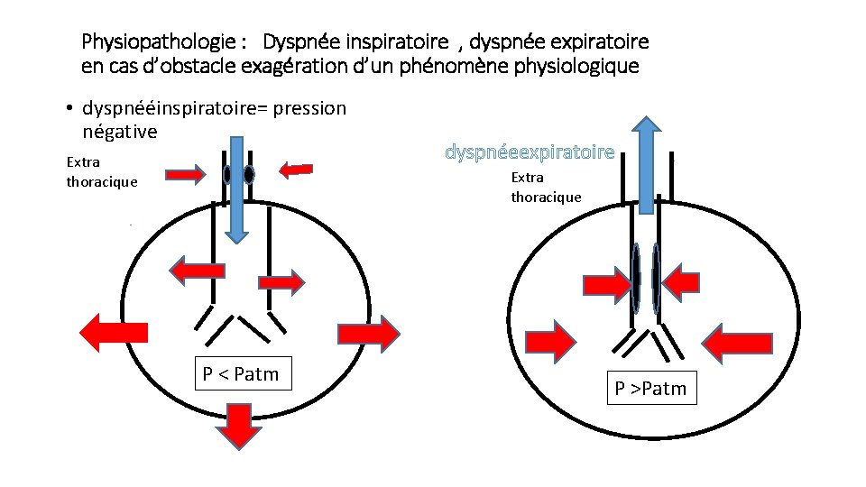 Physiopathologie : Dyspnée inspiratoire , dyspnée expiratoire en cas d’obstacle exagération d’un phénomène physiologique Physiopathologie : Dyspnée inspiratoire , dyspnée expiratoire en cas d’obstacle exagération d’un phénomène physiologique
