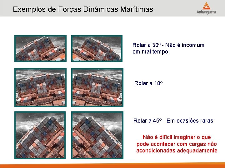 Exemplos de Forças Dinâmicas Marítimas Rolar a 30º - Não é incomum em mal