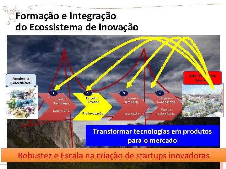 Formação e Integração do Ecossistema de Inovação Setor Produtivo Academia (Mercado) (Conhecimento) 1 2