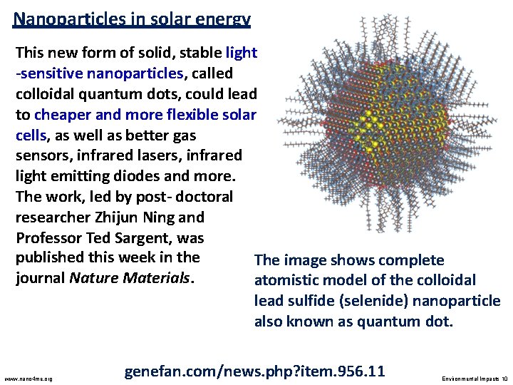 Nanoparticles in solar energy This new form of solid, stable light -sensitive nanoparticles, called