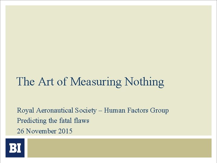 The Art of Measuring Nothing Royal Aeronautical Society