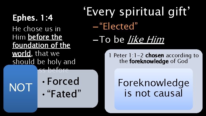 Ephes. 1: 4 He chose us in Him before the foundation of the world, Ephes. 1: 4 He chose us in Him before the foundation of the world,