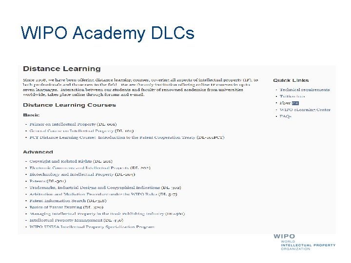 WIPO Academy DLCs 