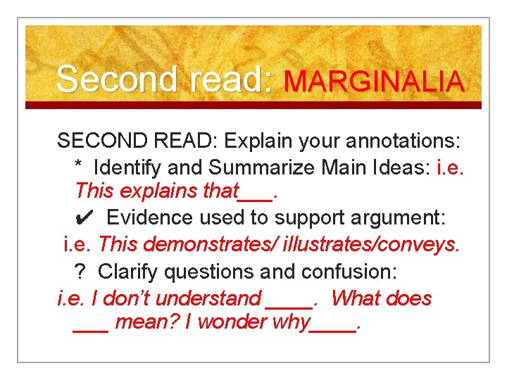 Second read: MARGINALIA SECOND READ: Explain your annotations: * Identify and Summarize Main Ideas: