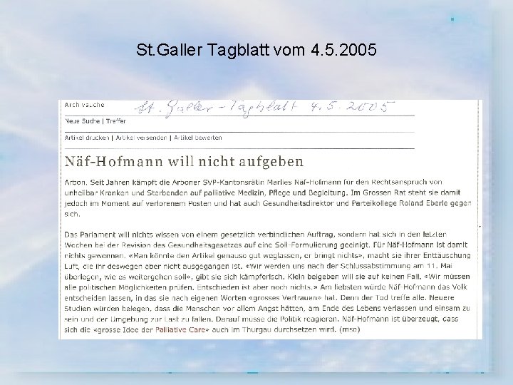 St. Galler Tagblatt vom 4. 5. 2005 