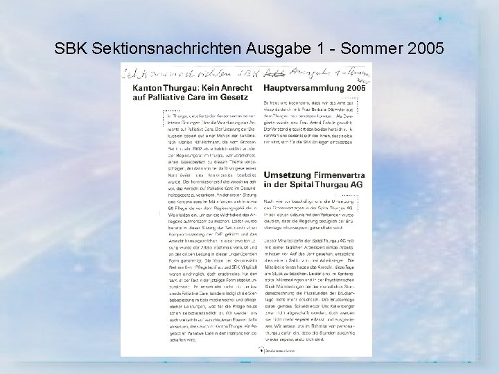 SBK Sektionsnachrichten Ausgabe 1 - Sommer 2005 